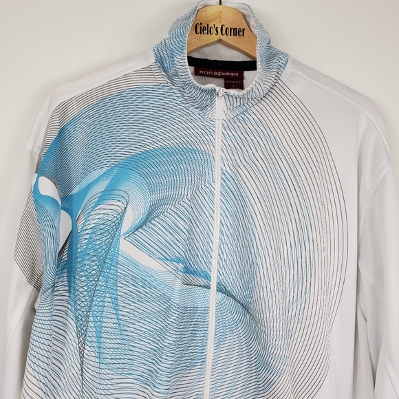 Rocawear Abstract Lines White Blue Jacket Large - Picture 3 of 8
